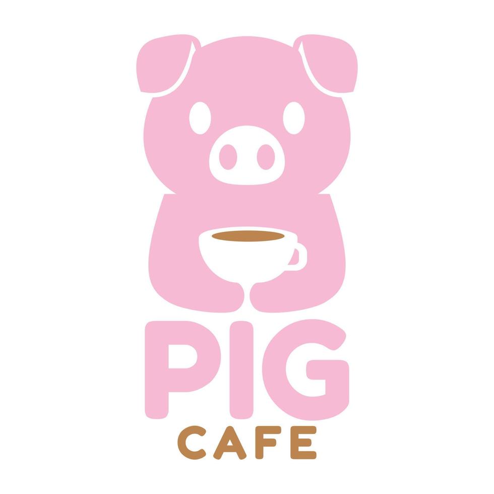 Modern mascot flat design simple minimalist cute piggy logo icon design template vector with modern illustration concept style for cafe, coffee shop, restaurant, badge, emblem and label