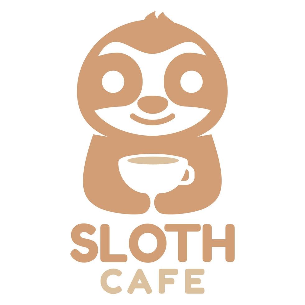 Modern mascot flat design simple minimalist cute sloth Cafe logo icon design template vector with modern illustration concept style for cafe, coffee shop, restaurant, badge, emblem and label
