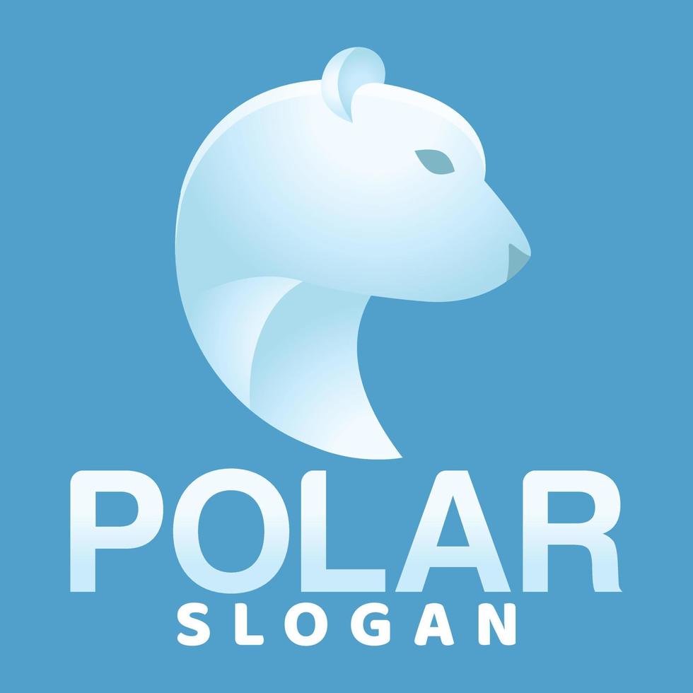 Modern vector gradient 3d design simple minimalist logo template of cute polar bear cartoon head vector for brand, emblem, label, badge. Isolated on white background.
