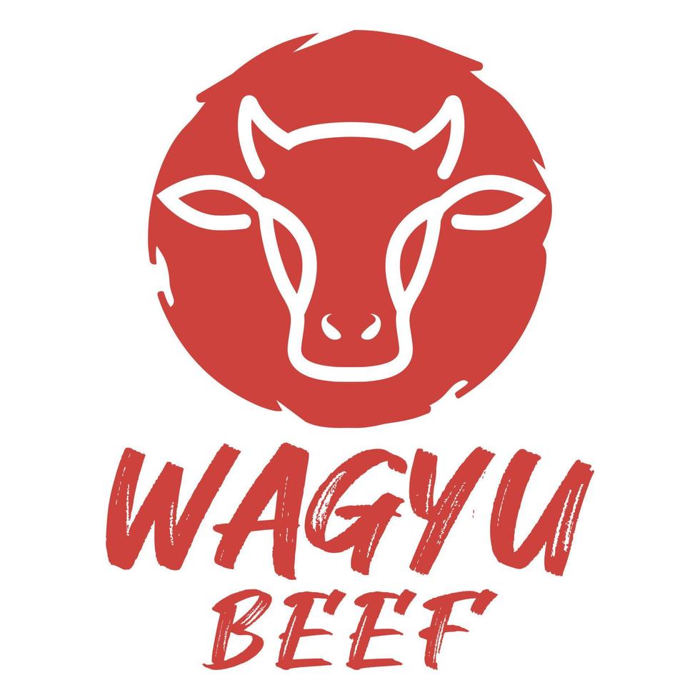 Modern vector flat design simple minimalist logo template of wagyu steak beef barbeque restaurant farm vector for brand, cafe, restaurant, bar, emblem, label, badge. Isolated on white background.