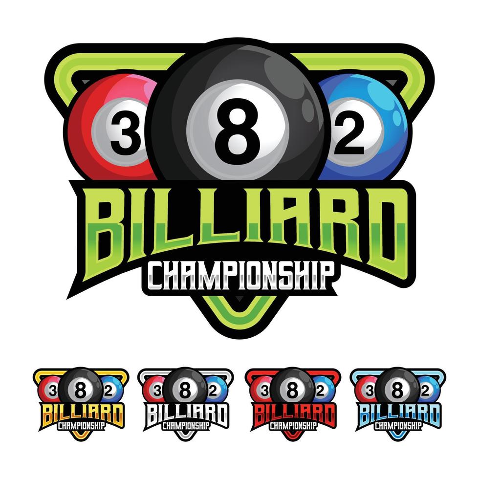 Modern vector gradient billiard sports logo design icon template. Vector illustration for brand, club, tournament, championship. Isolated on white background