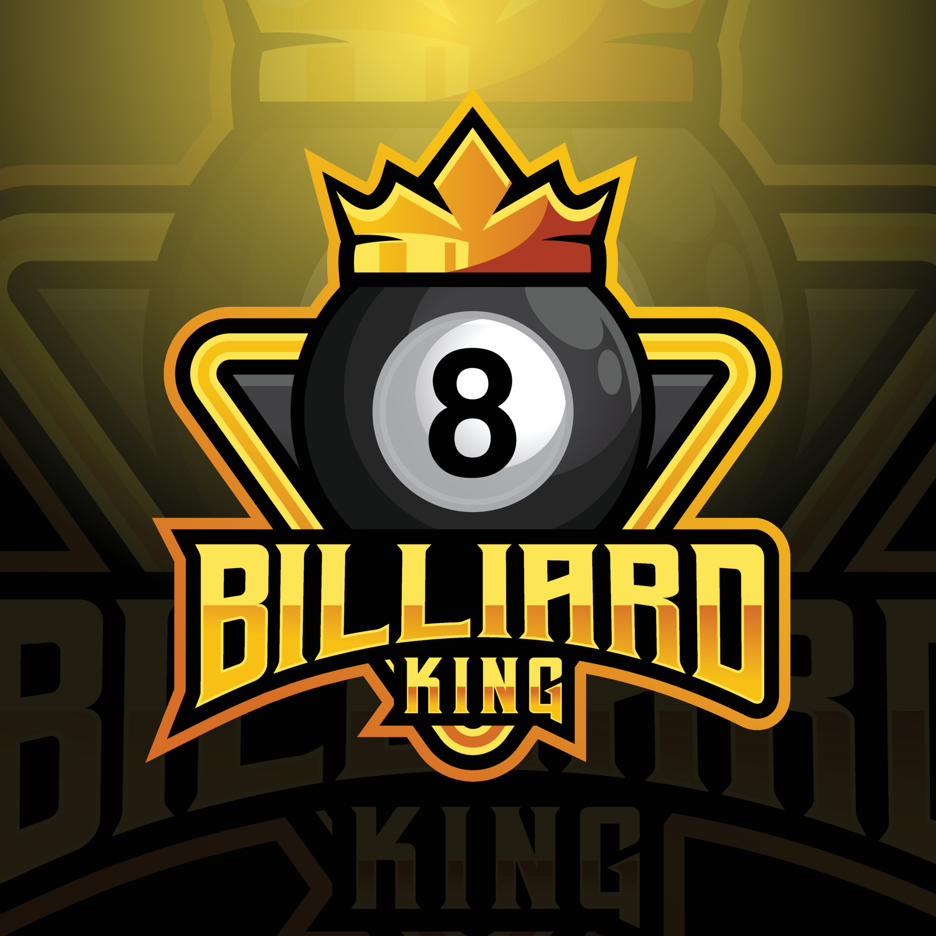 Modern vector gradient royal majestic billiard king sports logo design