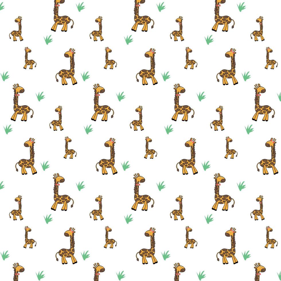 Seamless pattern with giraffes on a white background. vector