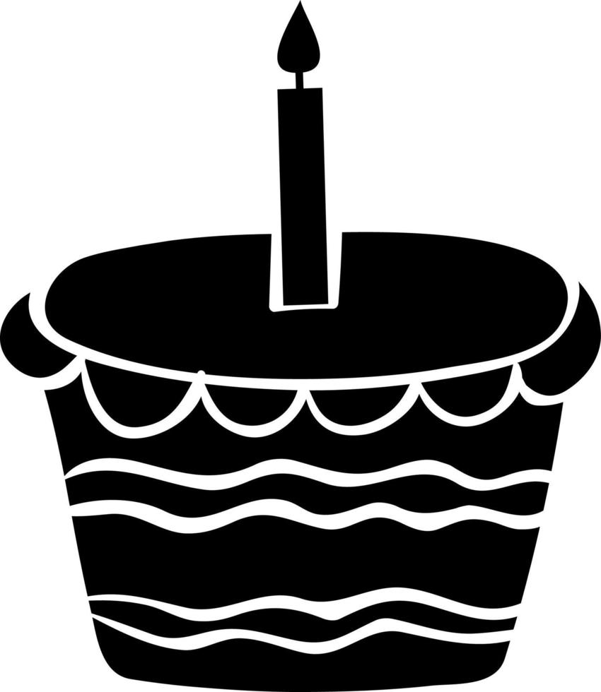 Cake with a candle icon. vector