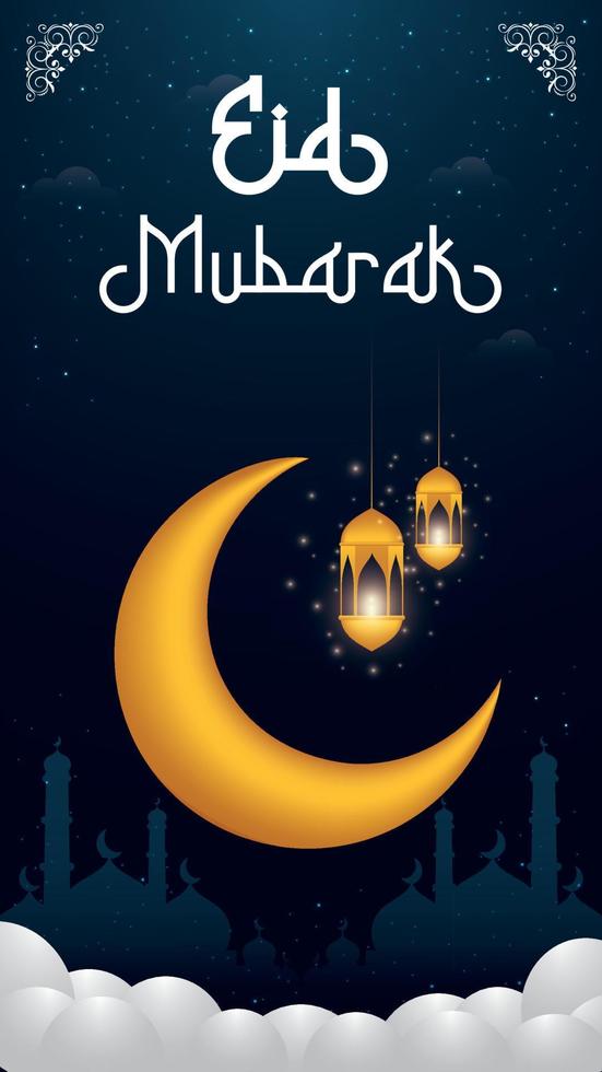 Ramadán mubarak, eid Mubarak y eid ul-fitr eid ul adha social medios de comunicación bandera modelo vector