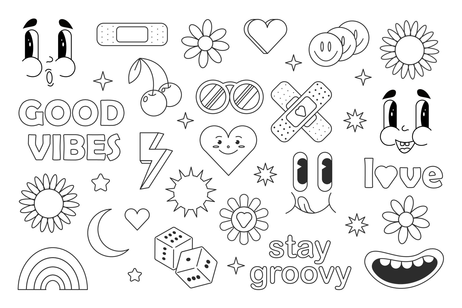 groovy flowers coloring pages