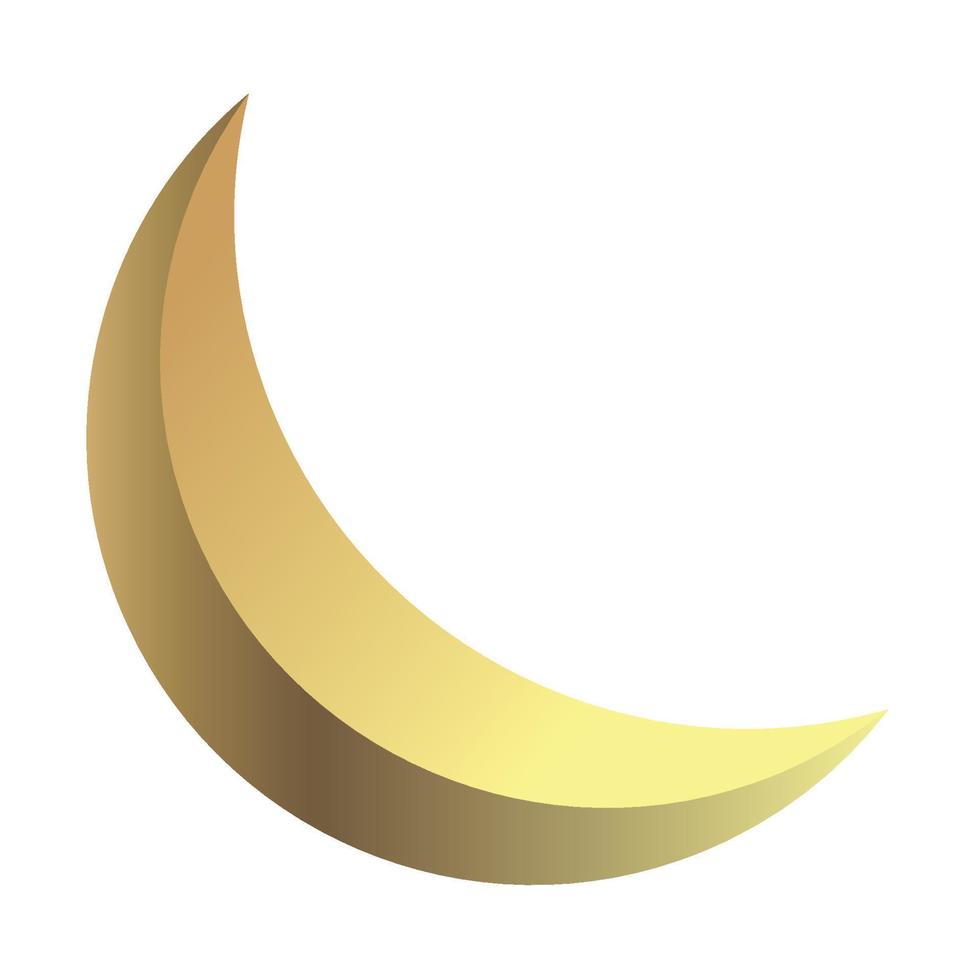 Gold Crescent Moon Icon Clipart Vector Illustration for Islamic Element Decoration