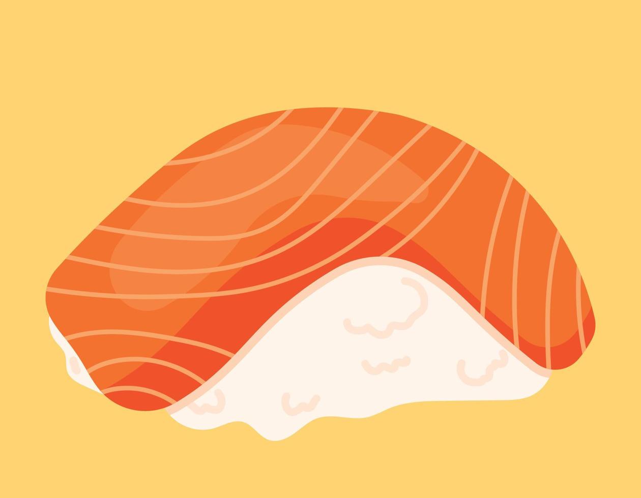 Salmon Sushi for Single Sashimi Japanese Food Vector Illustration
