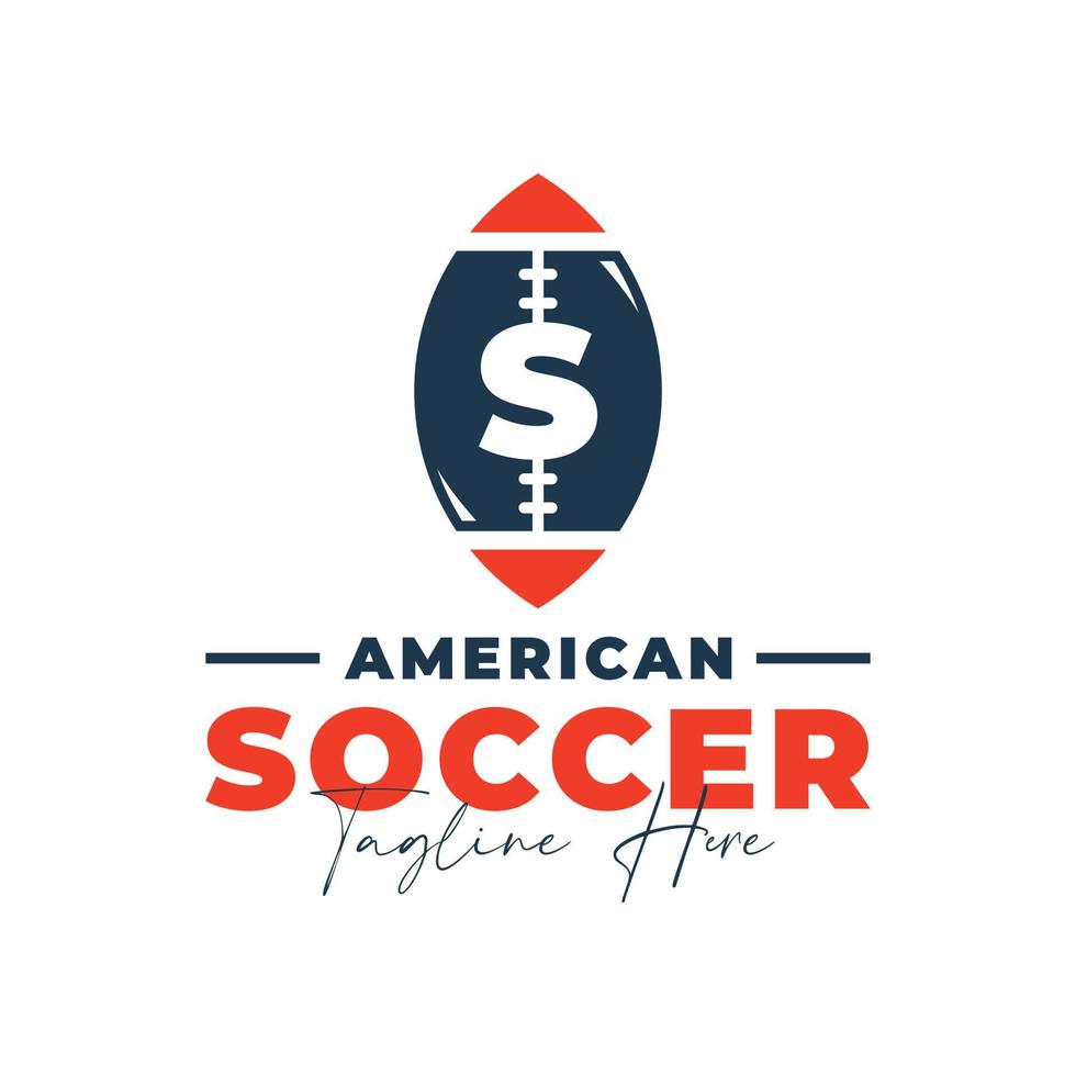 americano fútbol americano deporte ilustración logo con letra s vector