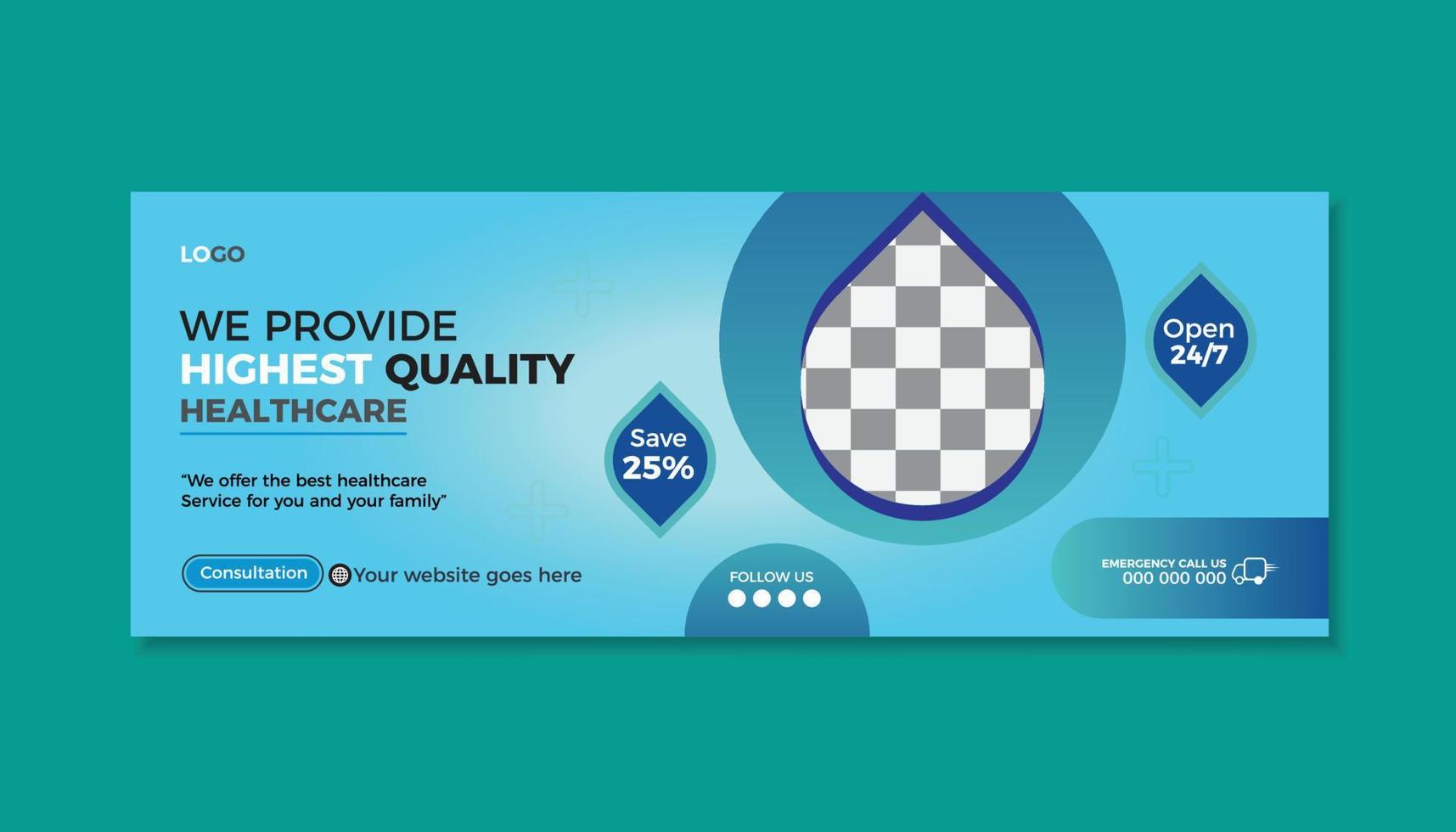 Medical Health Facebook Cover Design Template, Web Banner, for Social Media vector