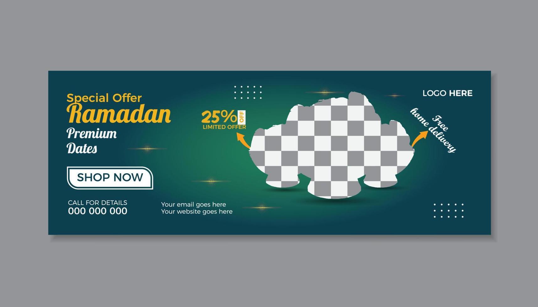 Free Vector Ramadan special premium dates social media cover template.