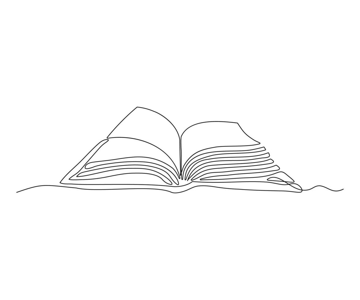 open book Continuous One Line Drawing vector