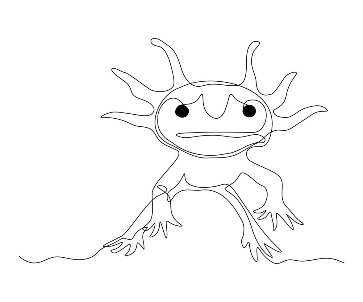 axolotl, hand-drawn, continuous monoline, drawing in one line vector