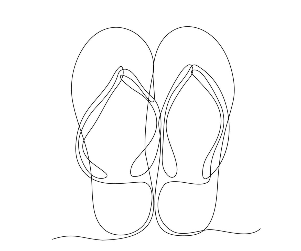 verano chancletas, continuo uno línea dibujo vector