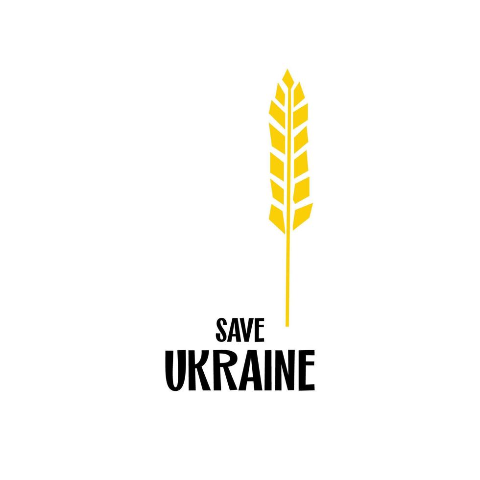 Save Ukraine symbol stylized illustration spikelet of wheat yellow color in cutting style isolated vector