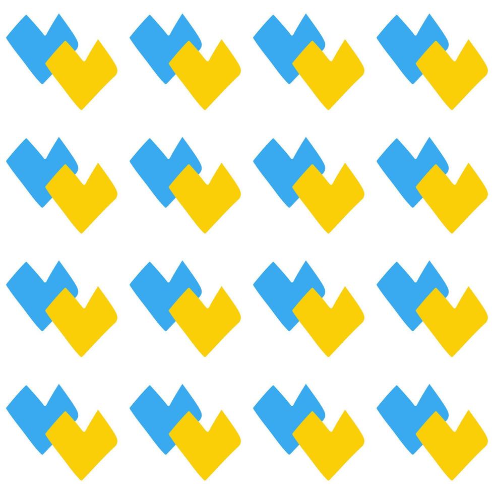 sin costura modelo con forma corazones Ucrania nacional azul y amarillo color en blanco antecedentes vector