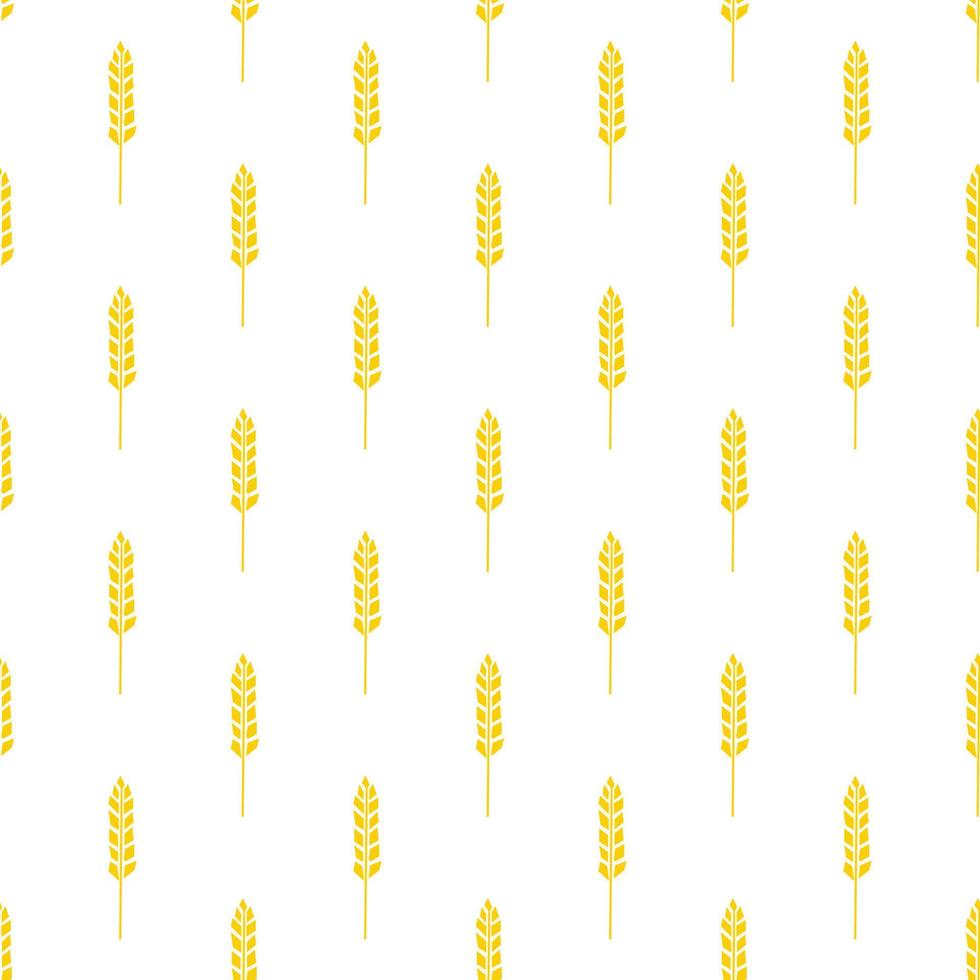 Seamless pattern with spikelet of wheat illustration in cutting style yellow color on white background vector