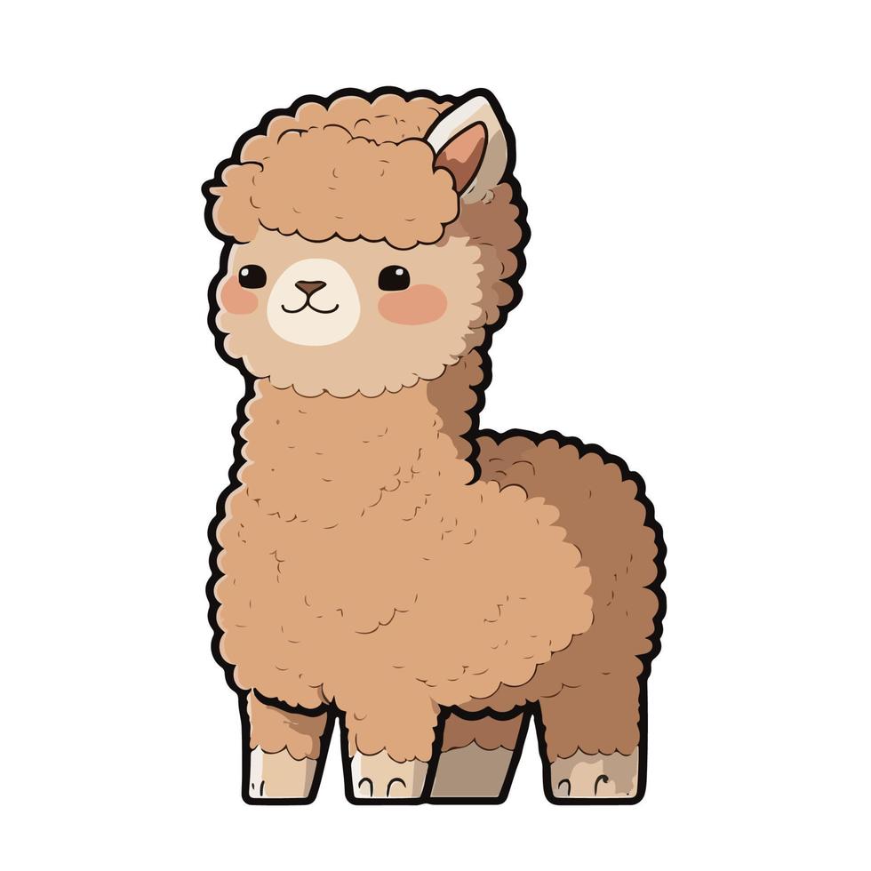 linda alpaca dibujos animados estilo vector