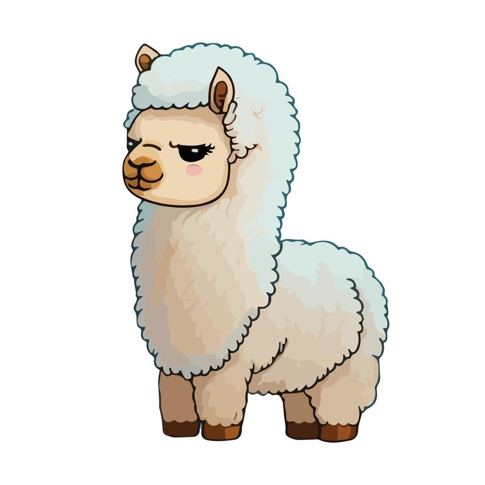 cute alpaca cartoon style vector