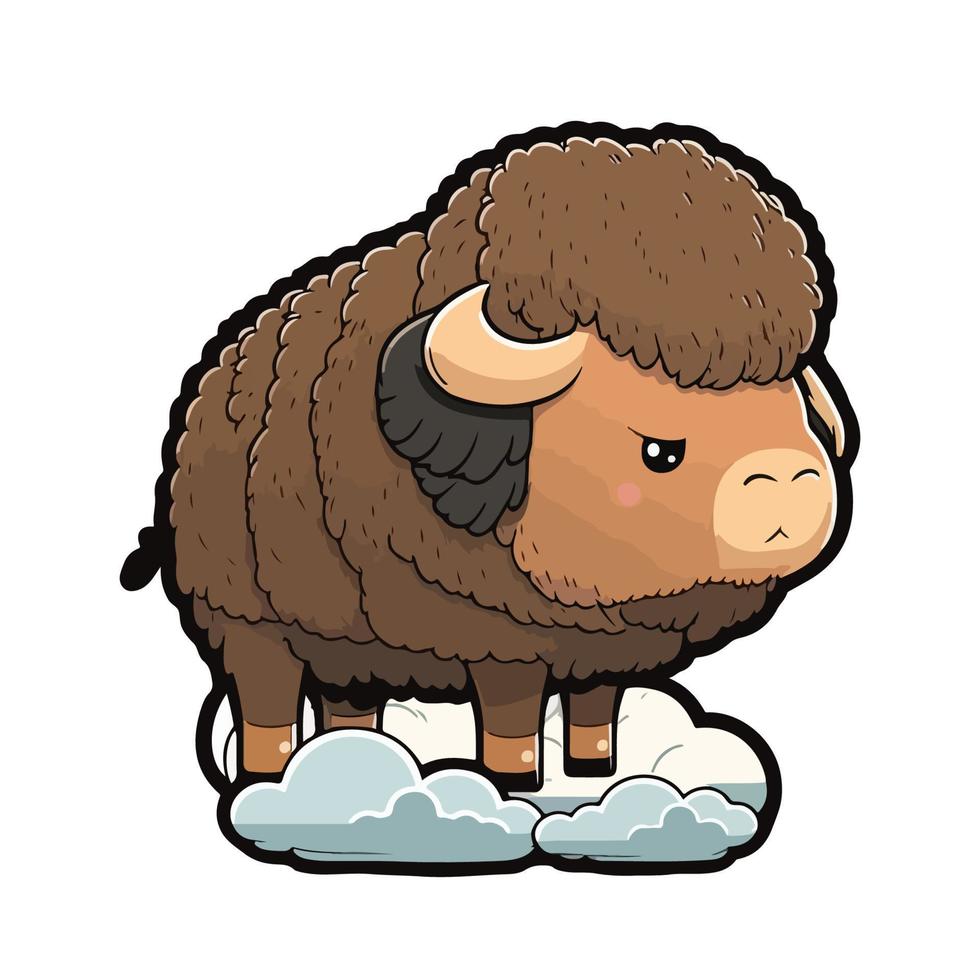 cute bison cartoon style vector