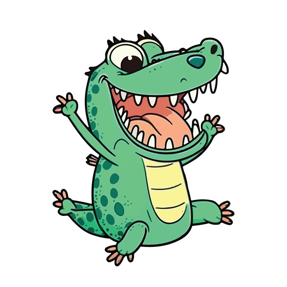 cute crocodile cartoon style vector