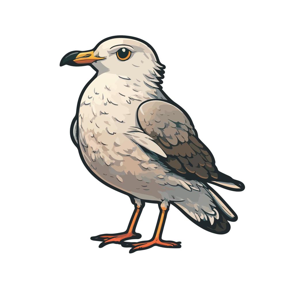 cute seagull cartoon style vector