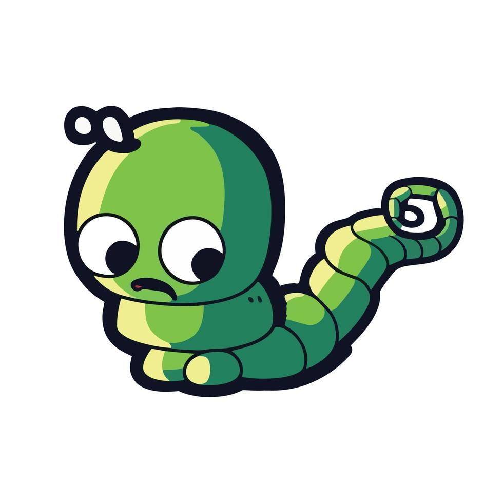 cute worm cartoon style vector
