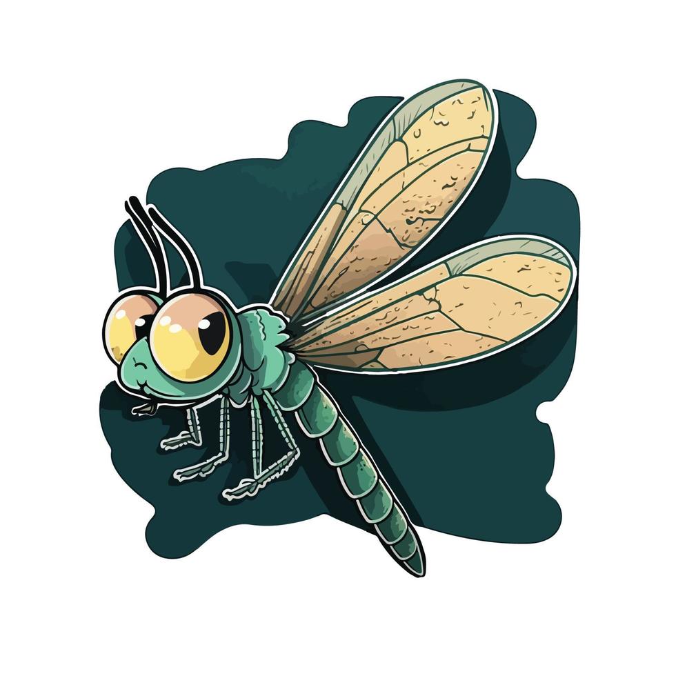 linda libélula dibujos animados estilo vector
