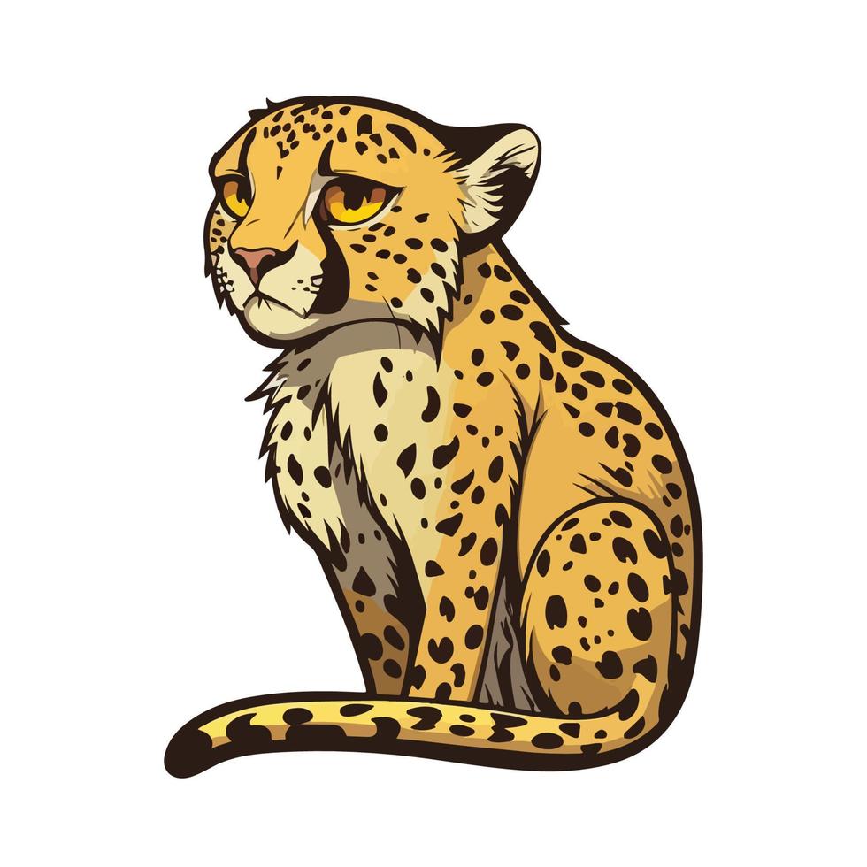 cute cheetah cartoon style vector