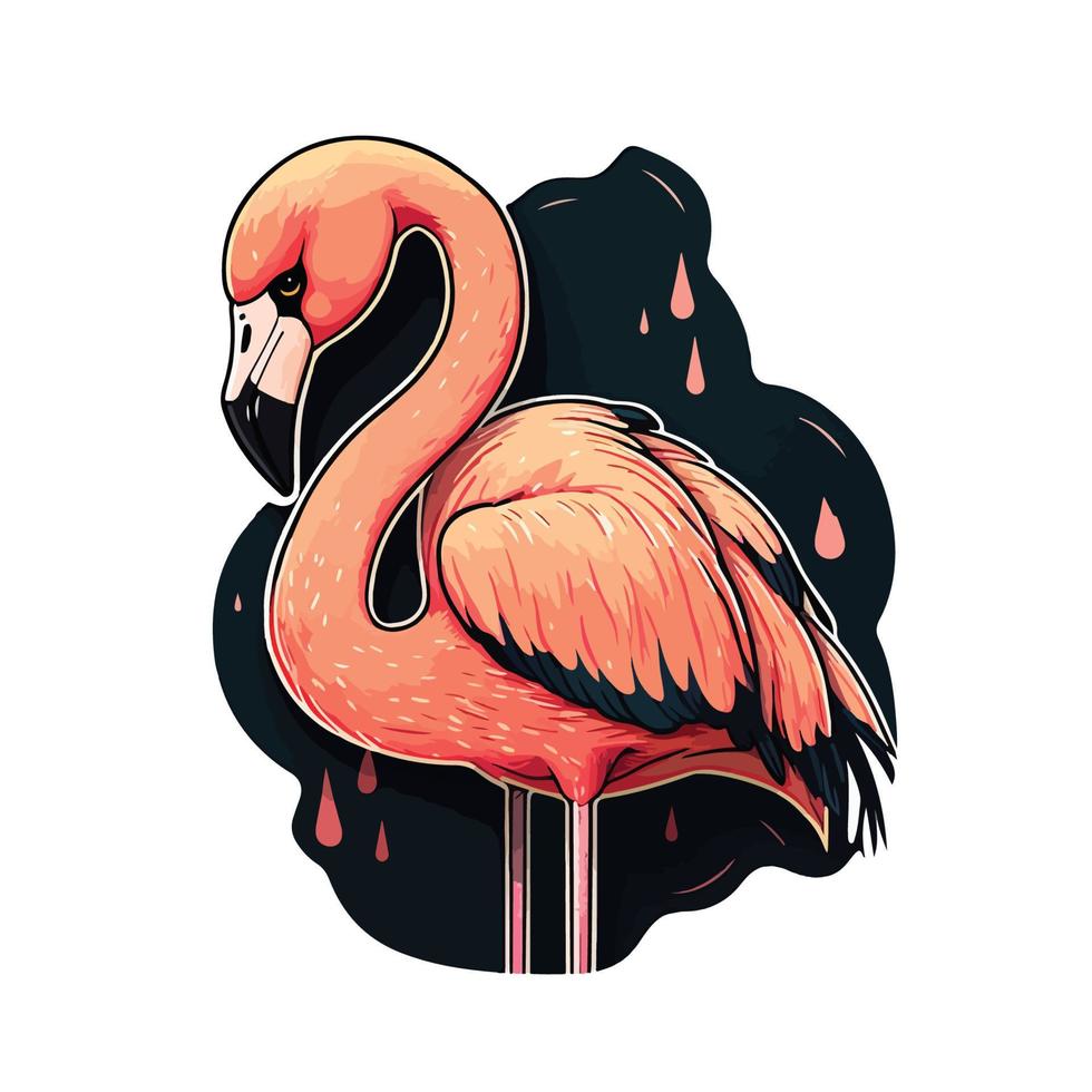 cute flamingo cartoon style vector