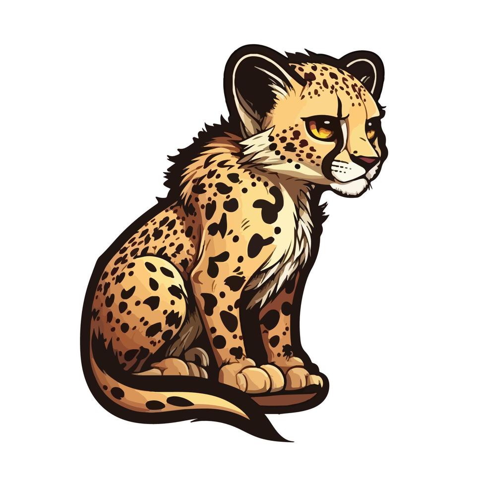 cute cheetah cartoon style vector