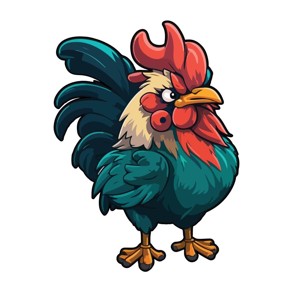 cute rooster cartoon style vector