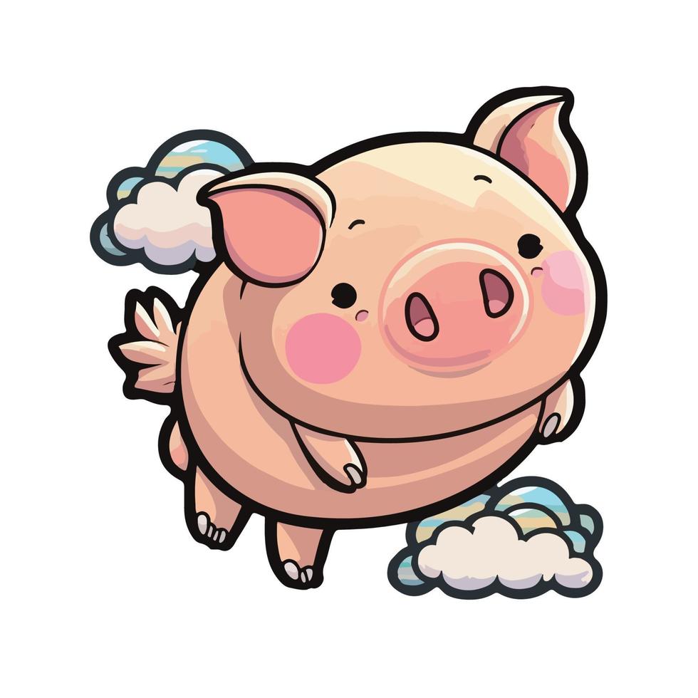 cute pig cartoon style vector