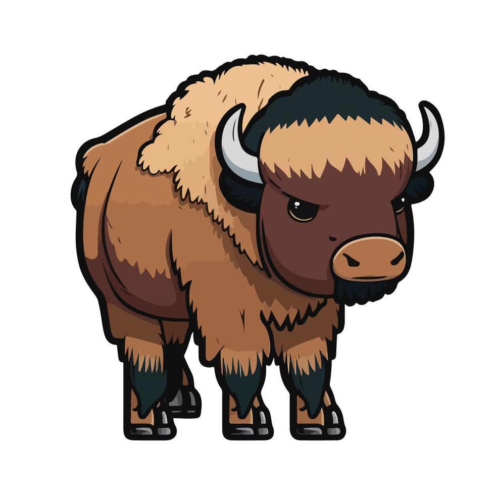 cute bison cartoon style vector