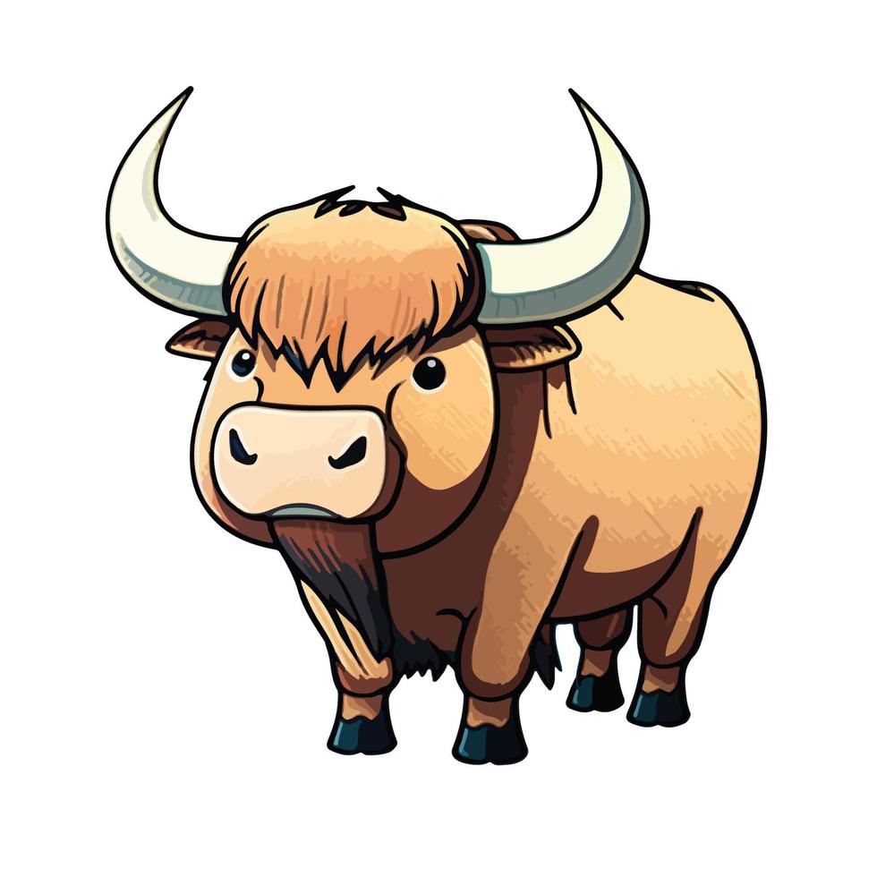 cute bull cartoon style vector