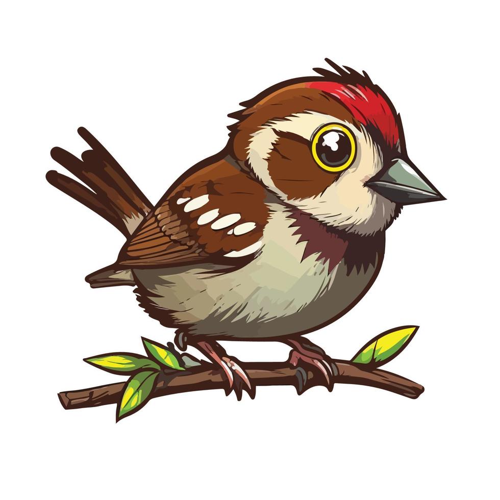 cute sparrow cartoon style vector