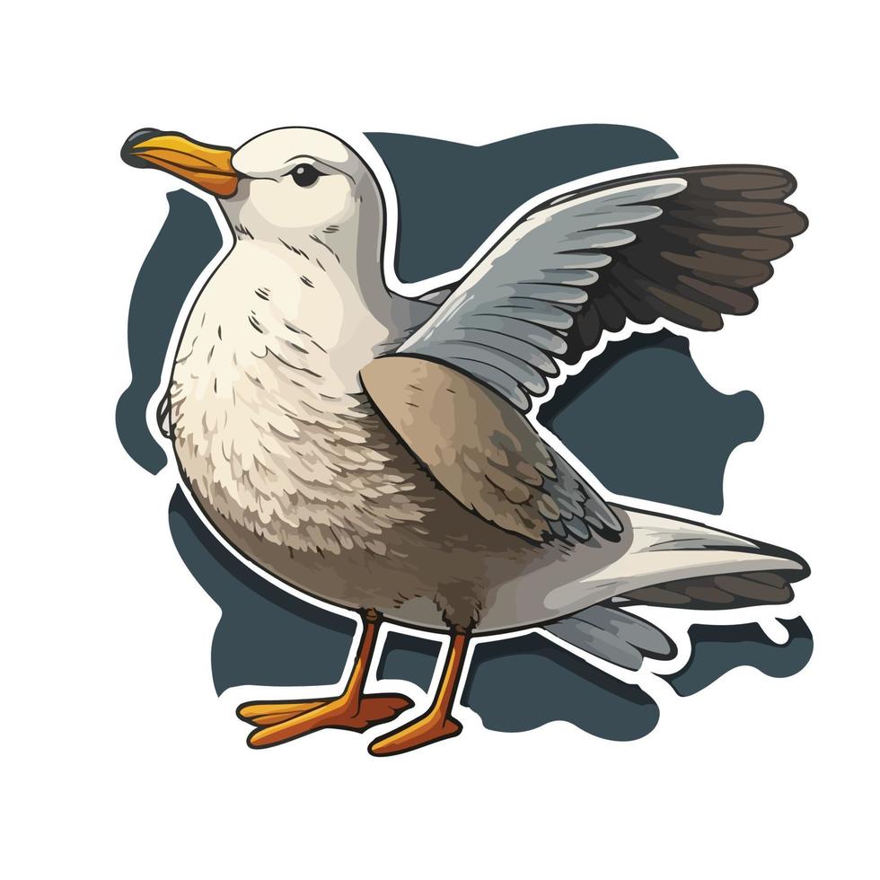cute seagull cartoon style vector