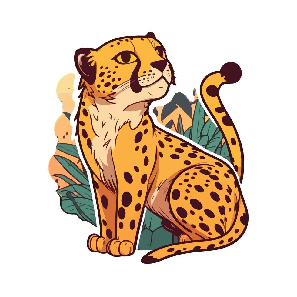 cute cheetah cartoon style vector