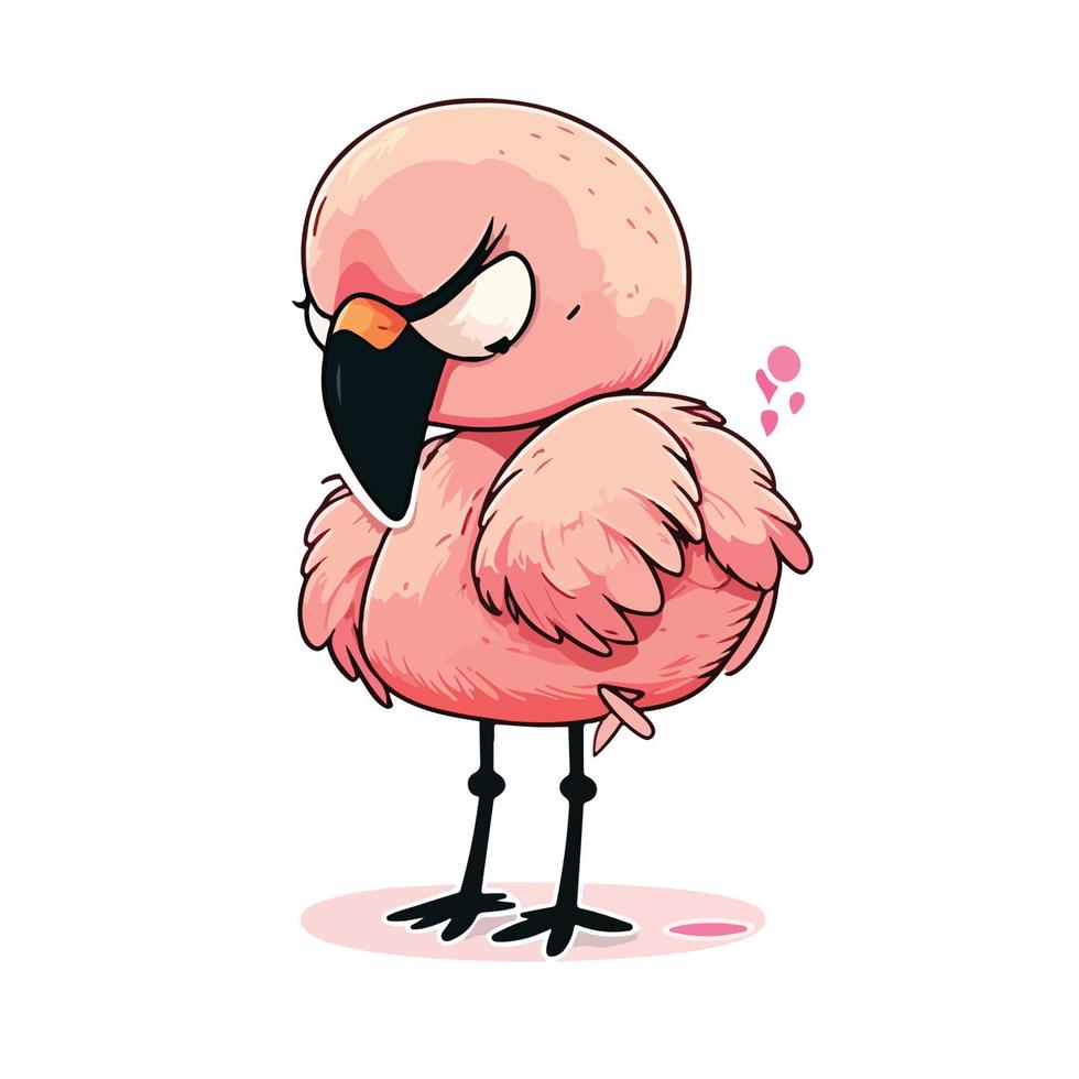 cute flamingo cartoon style vector