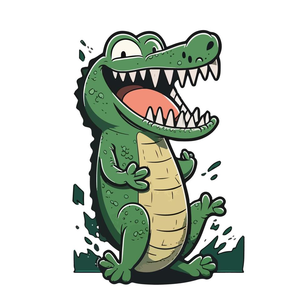 linda caimán dibujos animados estilo vector