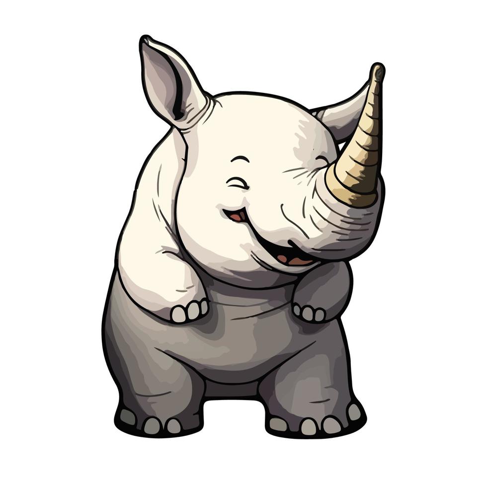 linda rinoceronte dibujos animados estilo vector