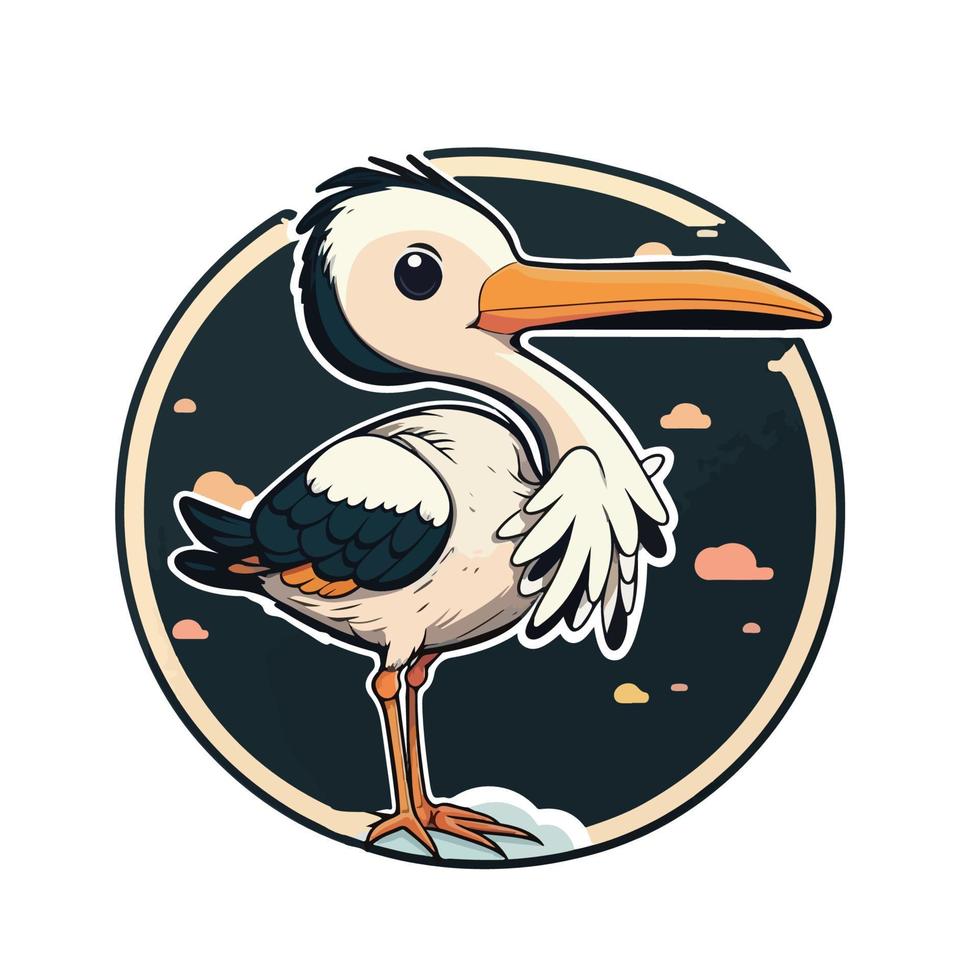 cute stork cartoon style vector