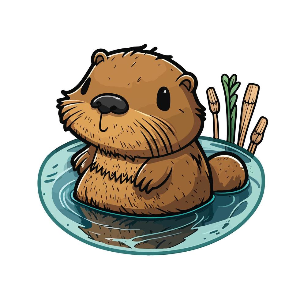 cute beaver cartoon style vector