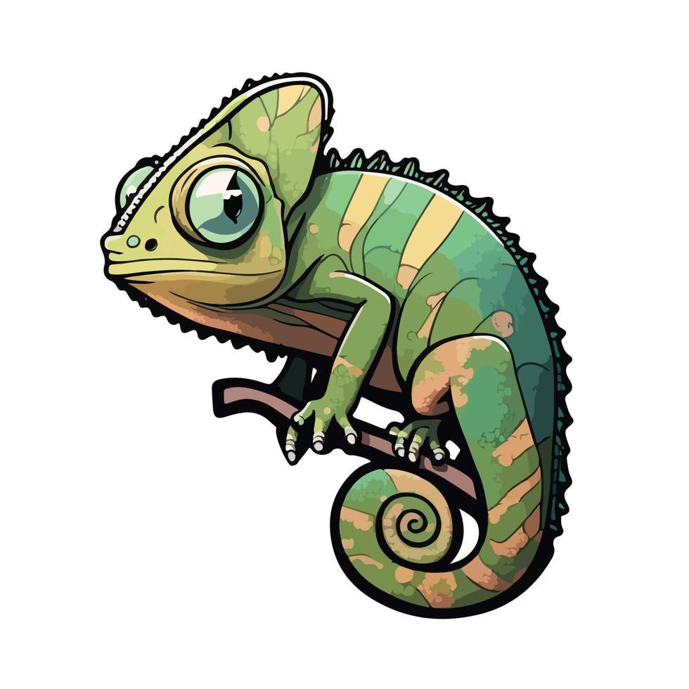 cute chameleon cartoon style vector