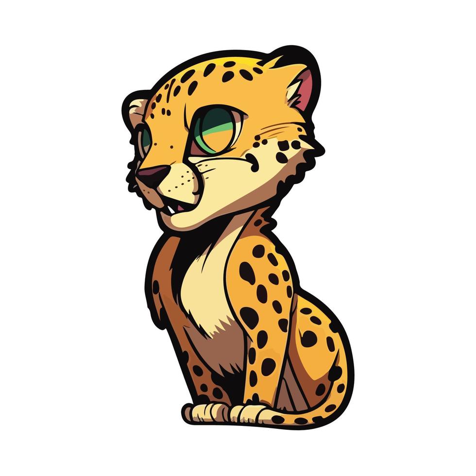 cute cheetah cartoon style vector