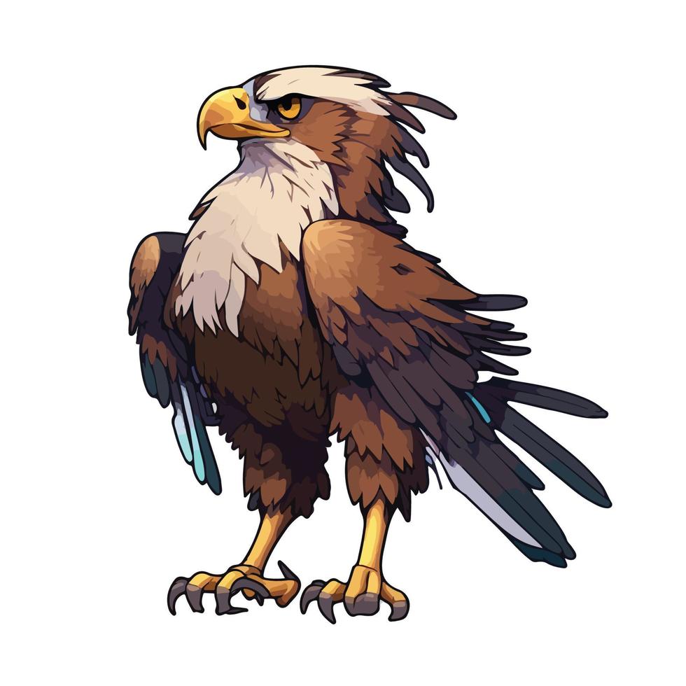 cute eagle cartoon style vector