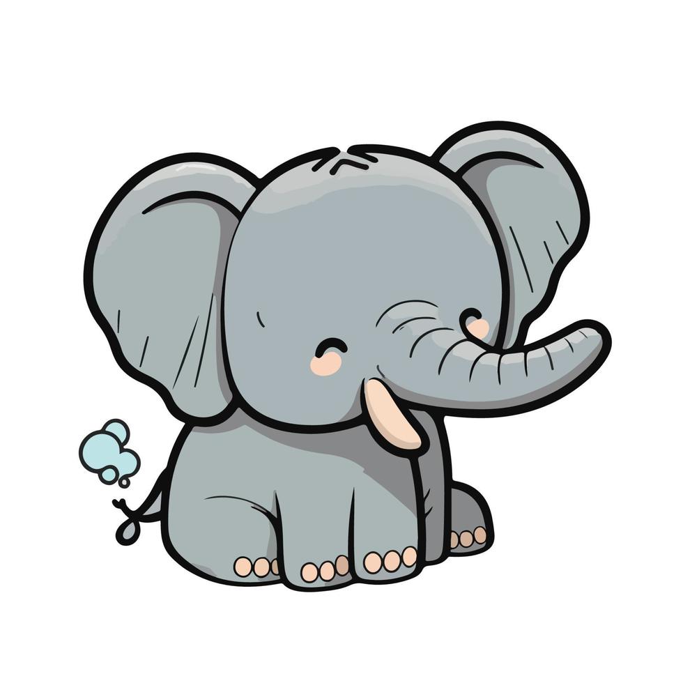 cute elephant cartoon style vector