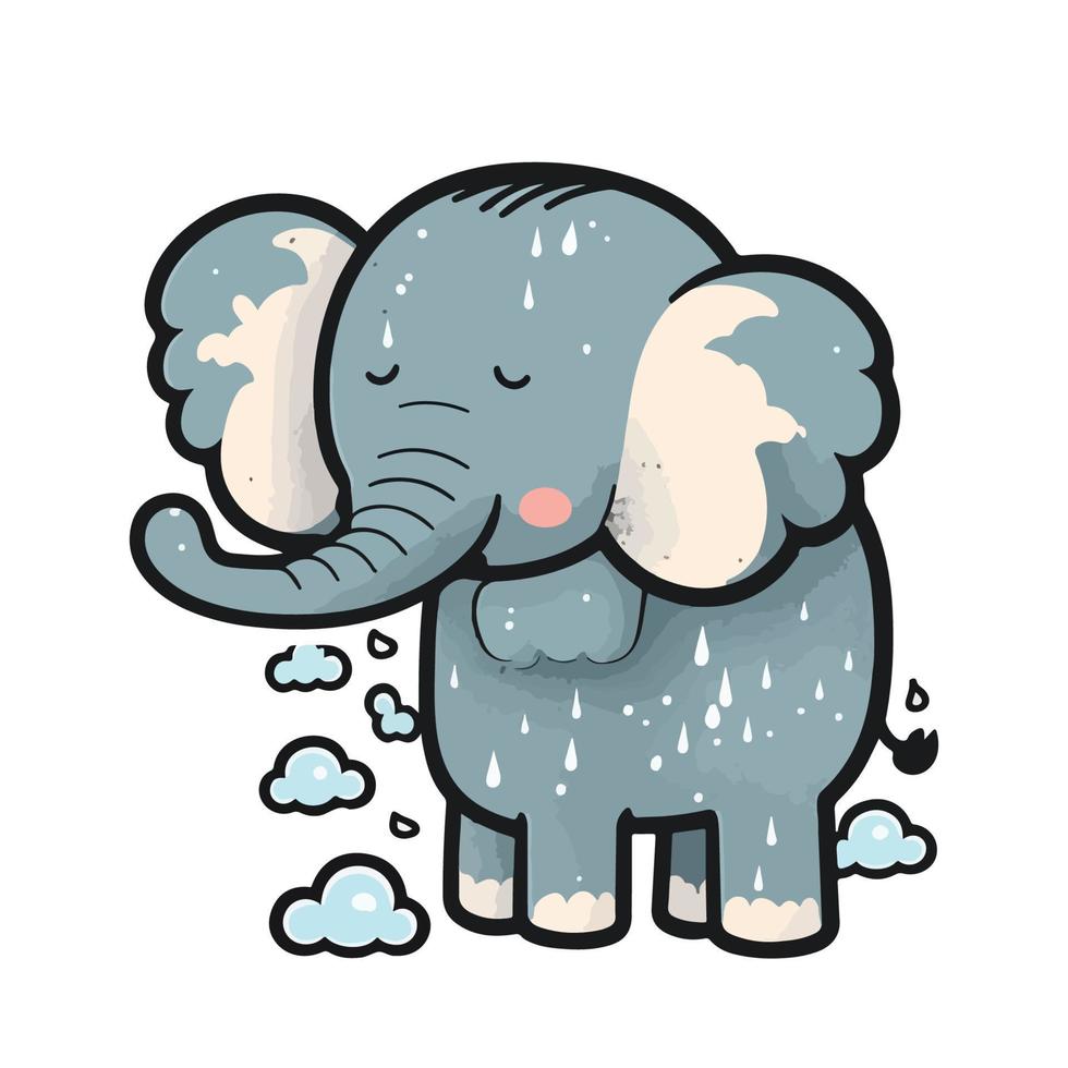 cute elephant cartoon style vector