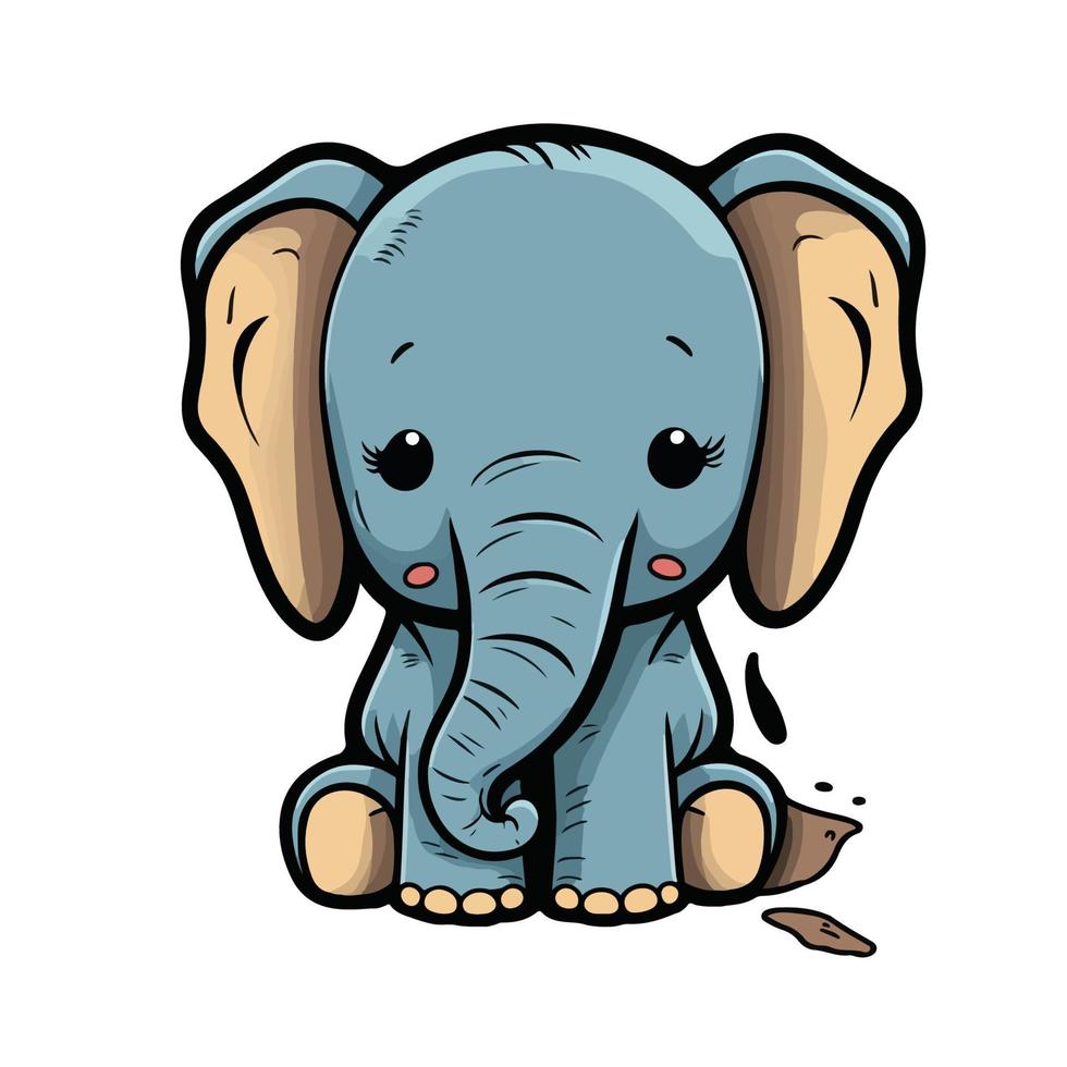 cute elephant cartoon style vector