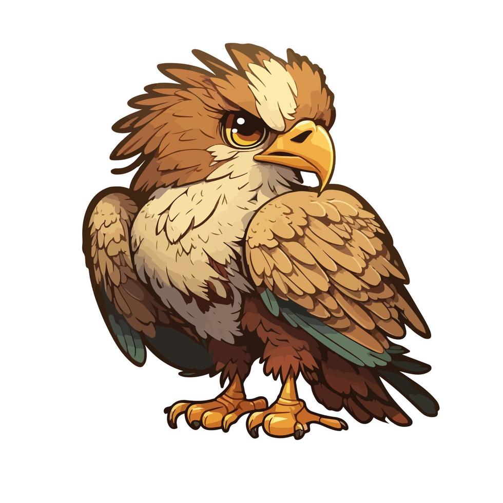 cute eagle cartoon style vector